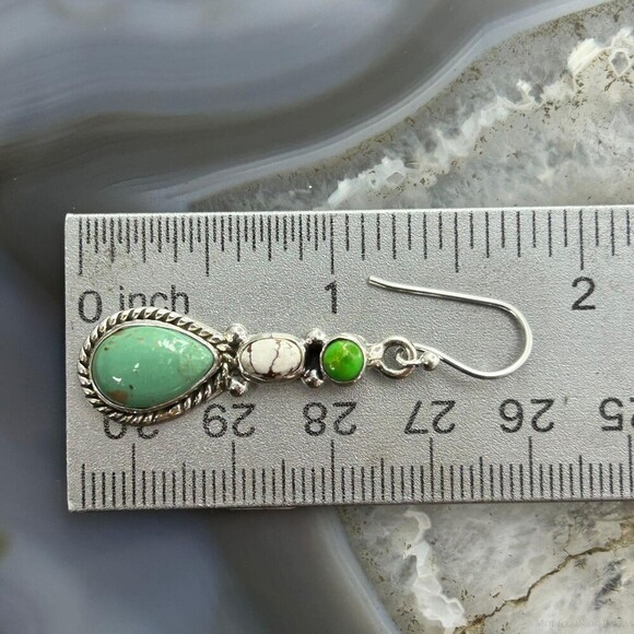 Sterling Silver Southwestern Style Multistone Dangle Earrings For Women #13 - Picture 10 of 10